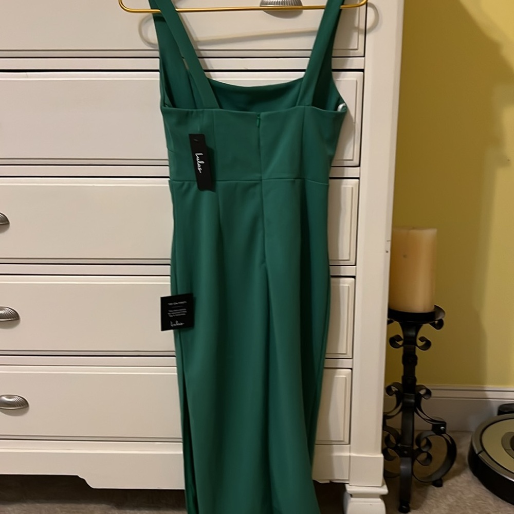 Lulus Women's Vibrant Allure Kelly Green Fitted Midi Dress Size XS NWT wedding - Picture 5 of 14